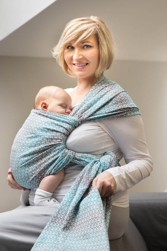 Baby Wrap, Jacquard Weave (100% cotton) - LITTLE LOVE - BREEZE - size M #babywearing
