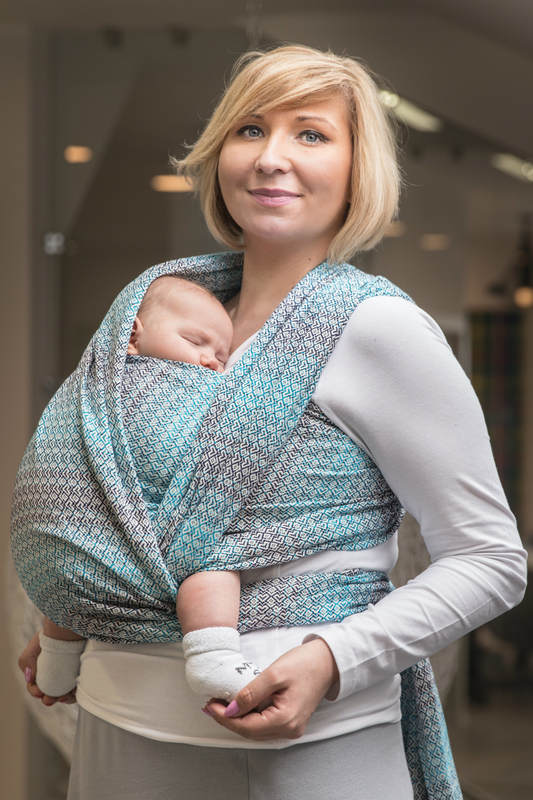 Żakardowa chusta do noszenia dzieci, bawełna - LITTLE LOVE - BRYZA - rozmiar XS #babywearing