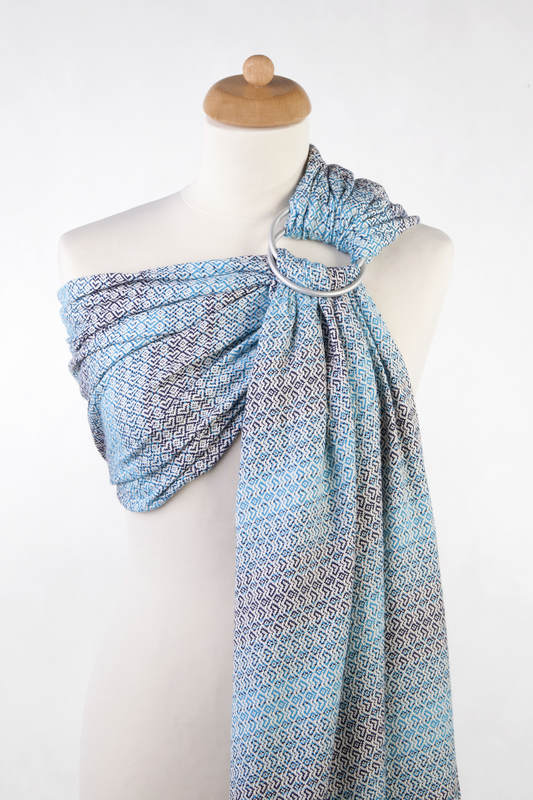 Ringsling, Jacquard Weave (100% cotton), with gathered shoulder - LITTLE LOVE - BREEZE - long 2.1m #babywearing