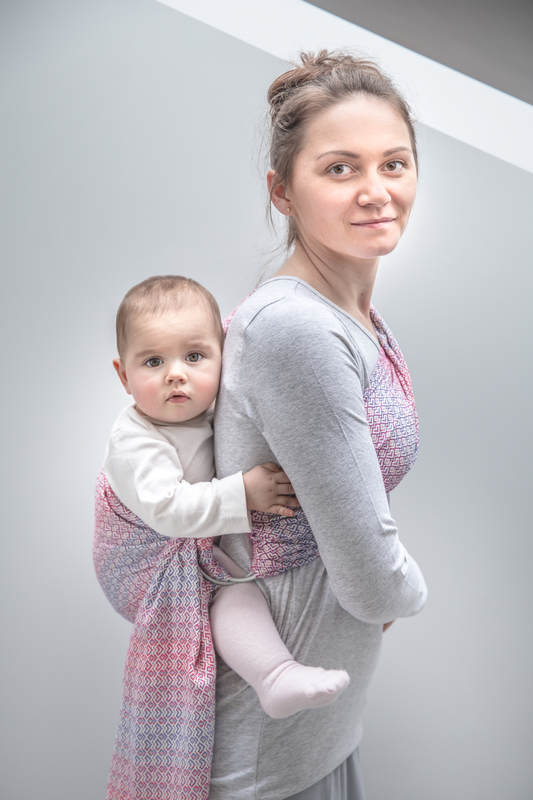 Żakardowa chusta kółkowa do noszenia dzieci, 100% bawełna, ramię bez zakładek - LITTLE LOVE - MGIEŁKA - long 2.1m #babywearing
