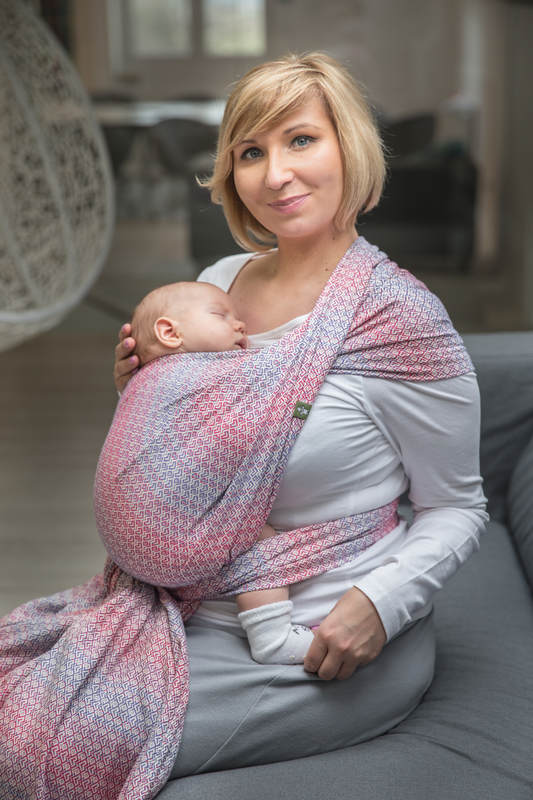 Baby Wrap, Jacquard Weave (100% cotton) - LITTLE LOVE - HAZE - size S #babywearing