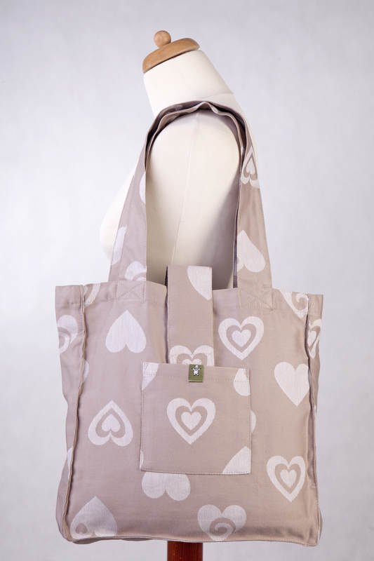 Shoulder bag made of wrap fabric (84% cotton, 16% linen) - SWEETHEART BEIGE & CREME - standard size 37cmx37cm #babywearing
