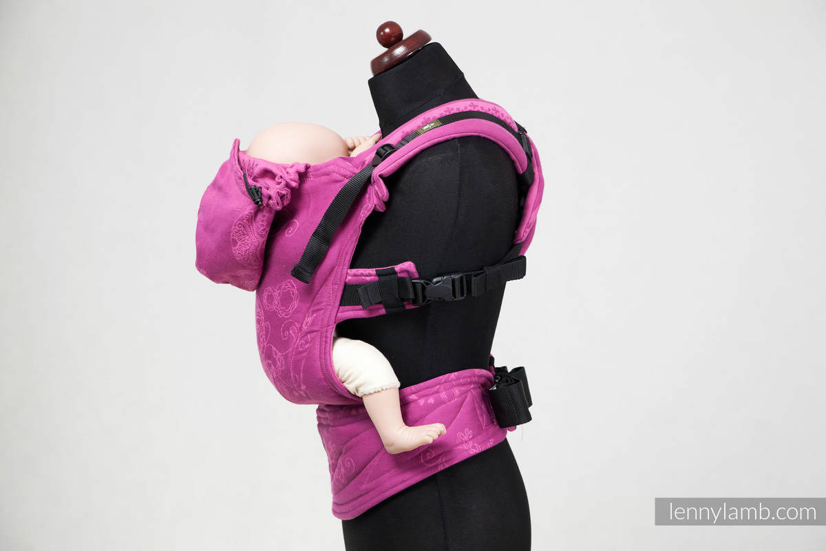 Ergonomic Carrier, Toddler Size, jacquard weave 100% cotton - SKULLS PURPLE & PINK #babywearing