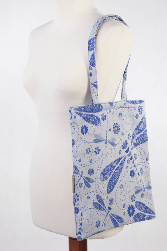 Shopping bag made of wrap fabric (100% cotton) - DRAGONFLY WHITE & BLUE  #babywearing