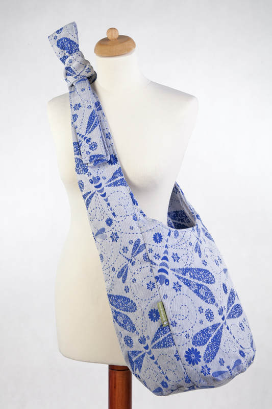 Hobo Bag made of woven fabric, 100% cotton - DRAGONFLY WHITE & BLUE #babywearing