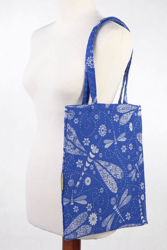 Shopping bag made of wrap fabric (100% cotton) - DRAGONFLY BLUE & WHITE #babywearing