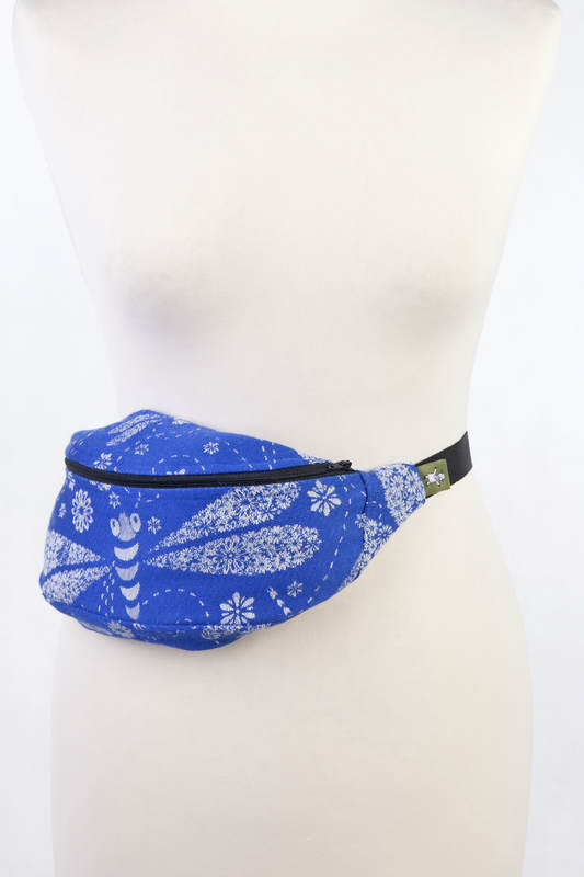Waist Bag made of woven fabric, (100% cotton) - DRAGONFLY BLUE & WHITE #babywearing