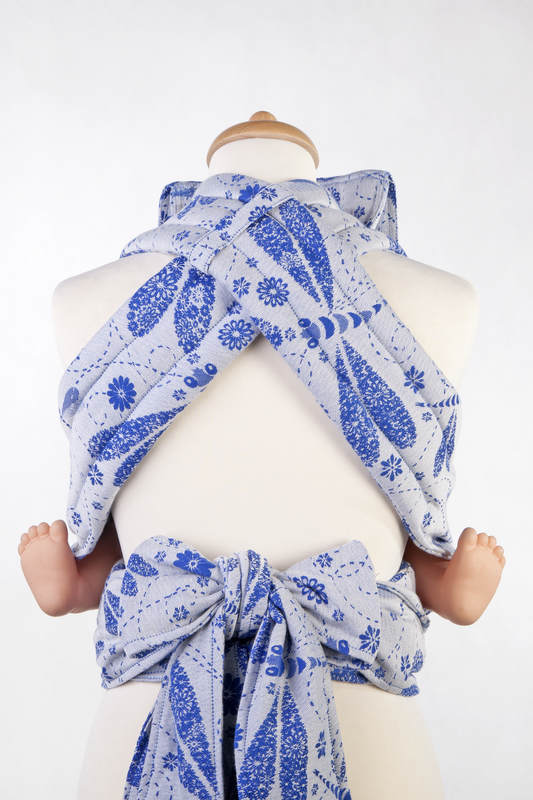 Mei Tai carrier Toddler with hood/ jacquard twill / 100% cotton / DRAGONFLY WHITE & BLUE #babywearing