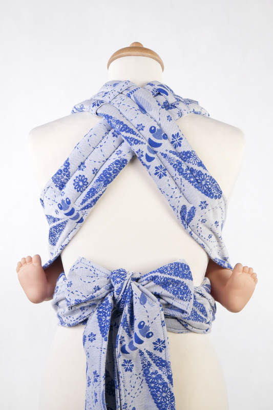 Mei Tai carrier Mini with hood/ jacquard twill / 100% cotton / DRAGONFLY WHITE & BLUE #babywearing