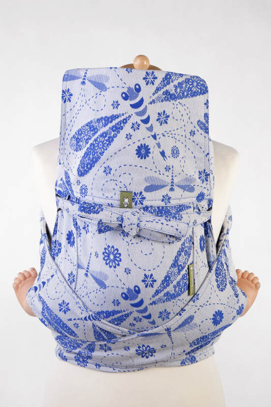 Mei Tai carrier Toddler with hood/ jacquard twill / 100% cotton / DRAGONFLY WHITE & BLUE #babywearing