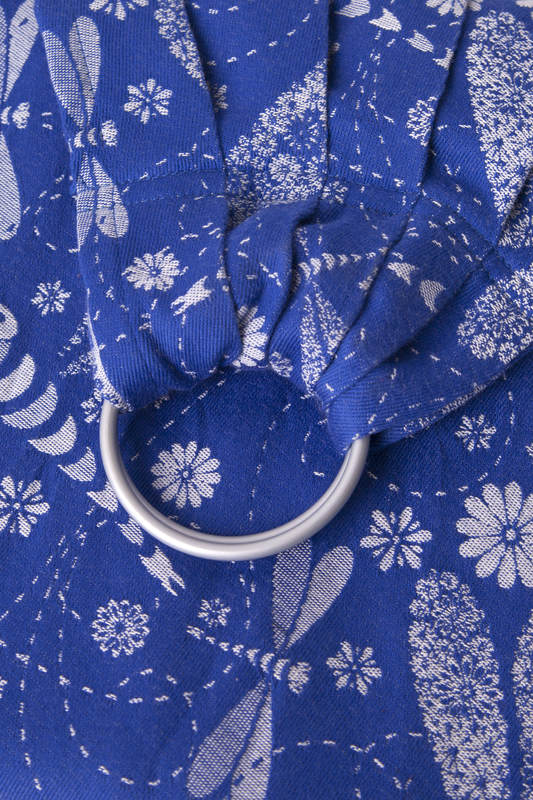 Ringsling, Jacquard Weave (100% cotton) - DRAGONFLY BLUE & WHITE - long 2.1m #babywearing