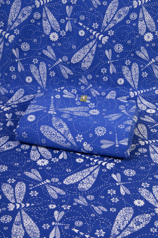 DRAGONFLY BLUE & WHITE, jacquard weave fabric, 100% cotton, width 140cm, weight 310 g/m² #babywearing