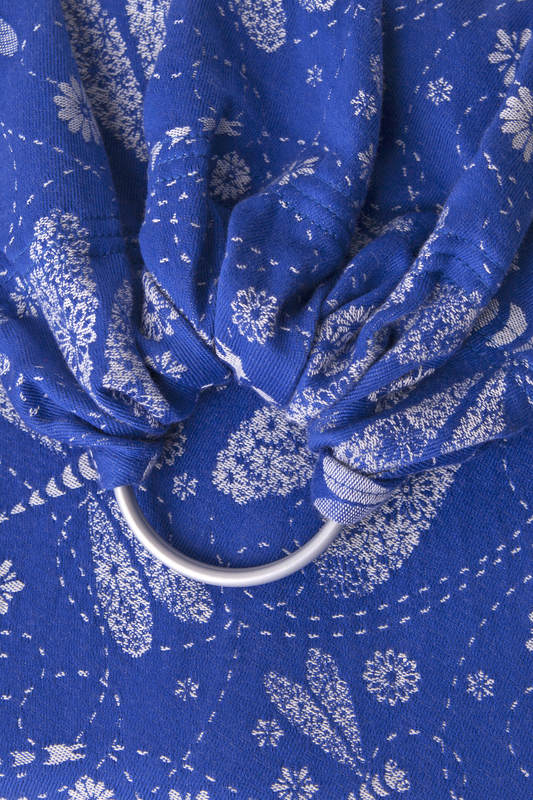 Ringsling, Jacquard Weave (100% cotton) - with gathered shoulder - DRAGONFLY BLUE & WHITE - long 2.1m #babywearing
