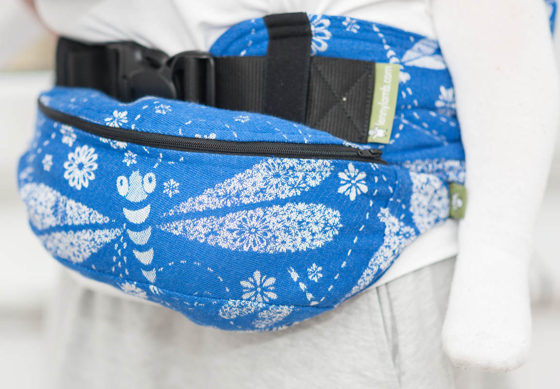 Waist Bag made of woven fabric, (100% cotton) - DRAGONFLY BLUE & WHITE #babywearing