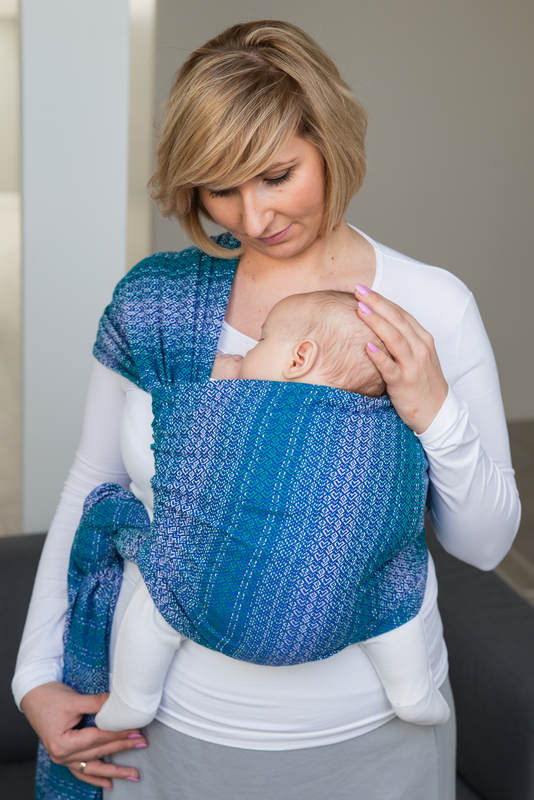 Baby Wrap, Jacquard Weave (100% cotton) - LITTLE LOVE - OCEAN - size XL (grade B) #babywearing
