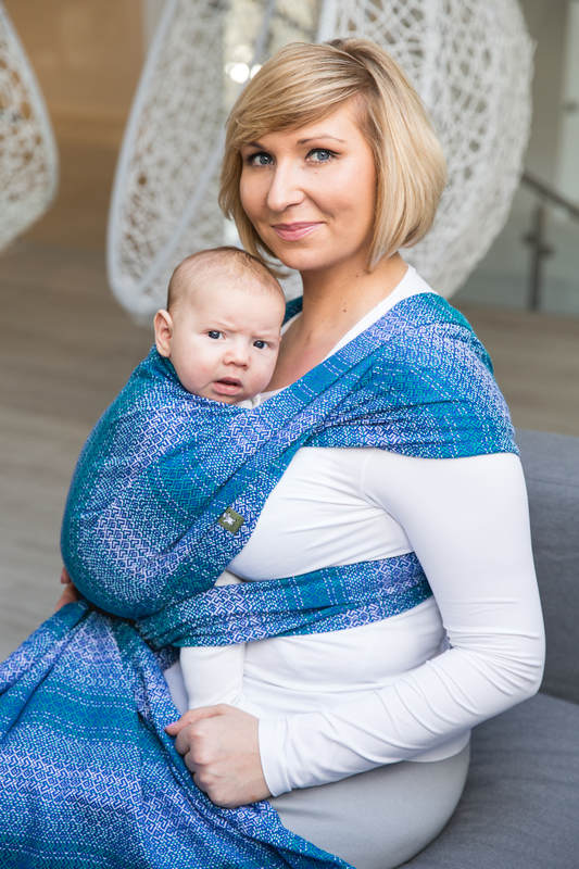 Baby Wrap, Jacquard Weave (100% cotton) - LITTLE LOVE - OCEAN - size XL #babywearing