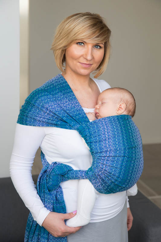 Baby Wrap, Jacquard Weave (100% cotton) - LITTLE LOVE - OCEAN - size XL #babywearing