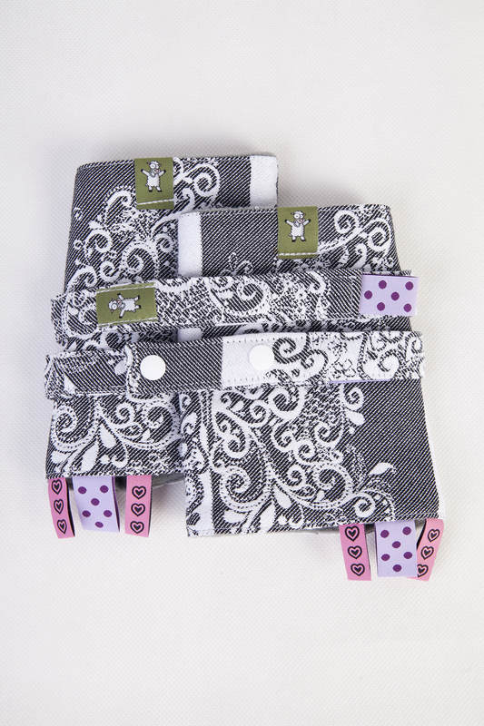 Drool Pads & Reach Straps Set, (60% cotton, 40% polyester) - SILVER BUTTERFLY #babywearing