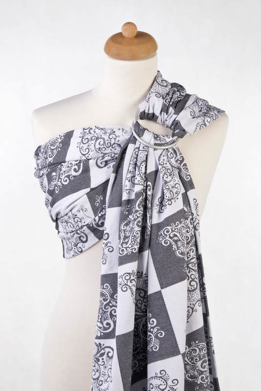 Ringsling, Jacquard Weave (100% cotton) - with gathered shoulder - SILVER BUTTERFLY - long 2.1m #babywearing
