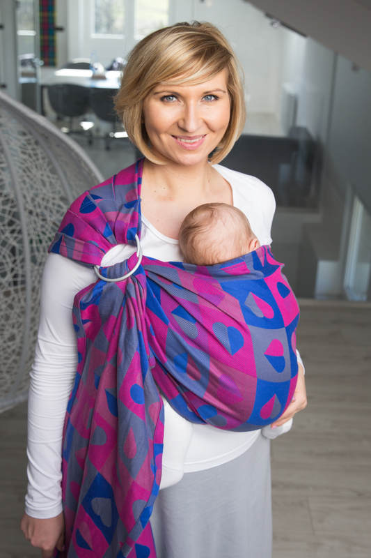 Żakardowa chusta kółkowa do noszenia dzieci, bawełna - BICIE SERCA - CHLOE - long 2.1m (drugi gatunek) #babywearing