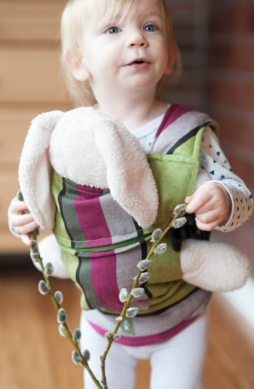 Puppentragehilfe aus gewebtem Stoff (100% Baumwolle) - LIME & KHAKI #babywearing