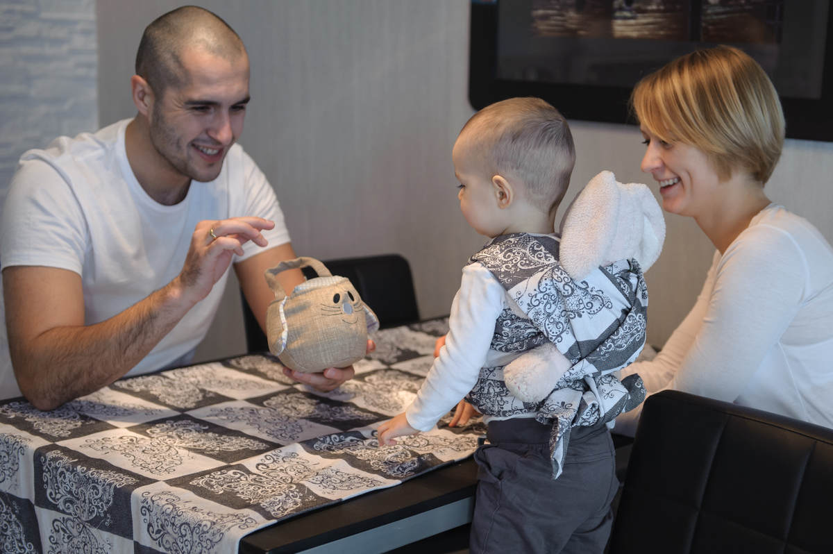 Żakardowa chusta dla lalek, 100% bawełna - SREBRZYSTY MOTYL #babywearing