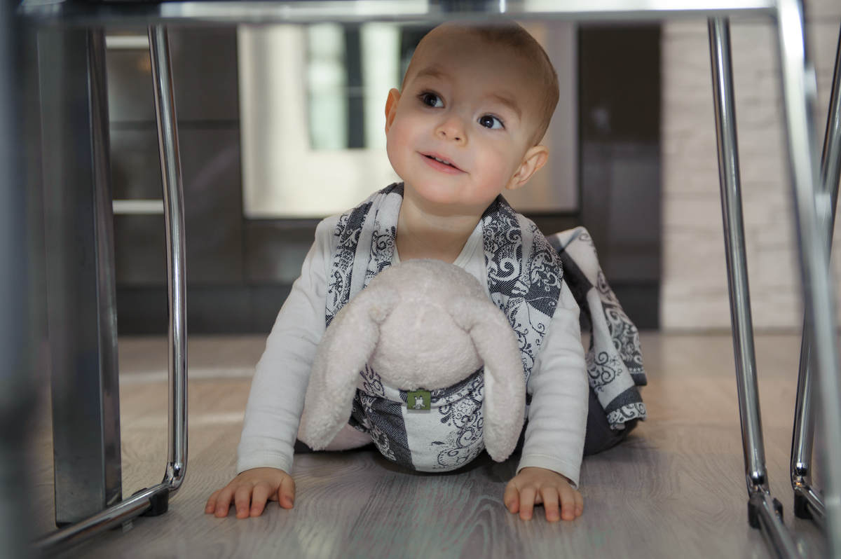 Żakardowa chusta dla lalek, 100% bawełna - SREBRZYSTY MOTYL #babywearing