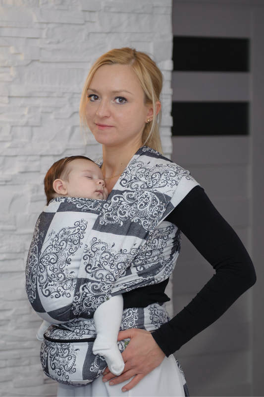 Baby Wrap, Jacquard Weave (100% cotton) - SILVER BUTTERFLY - size M #babywearing