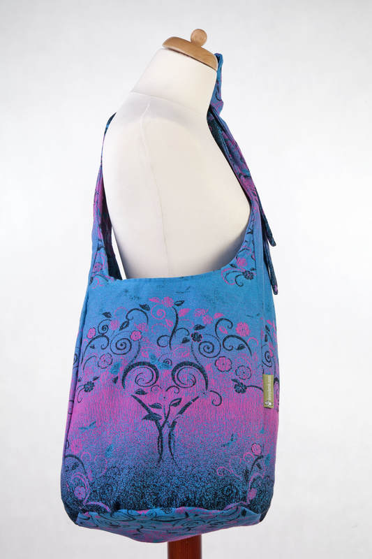 Hobo Bag made of woven fabric, 100% cotton - DREAM TREE BLUE & PINK #babywearing