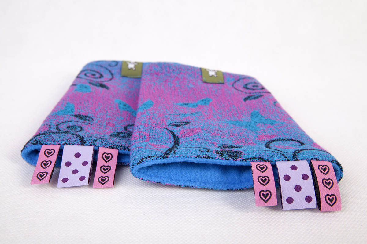 Drool Pads & Reach Straps Set, (60% cotton, 40% polyester) - DREAM TREE BLUE & PINK #babywearing