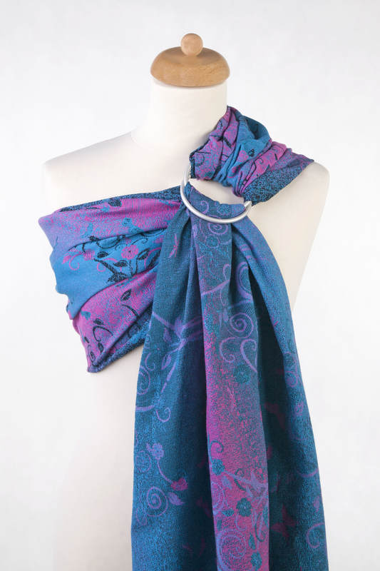 Ringsling, Jacquard Weave (100% cotton), with gathered shoulder - DREAM TREE BLUE & PINK - long 2.1m #babywearing