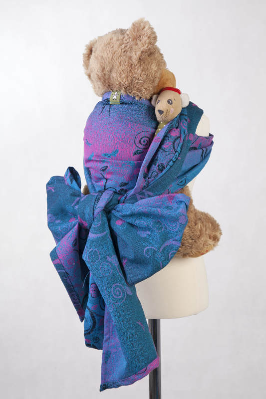 Żakardowa chusta dla lalek, 100% bawełna - DRZEWO MARZEŃ BŁĘKIT Z RÓŻEM (drugi gatunek) #babywearing