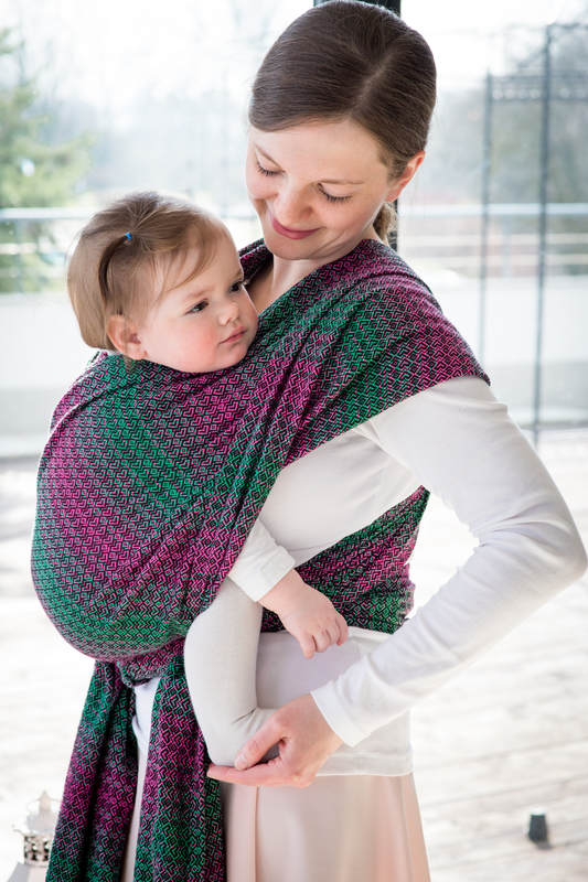 Baby Wrap, Jacquard Weave (100% cotton) - LITTLE LOVE - ORCHID - size XS #babywearing
