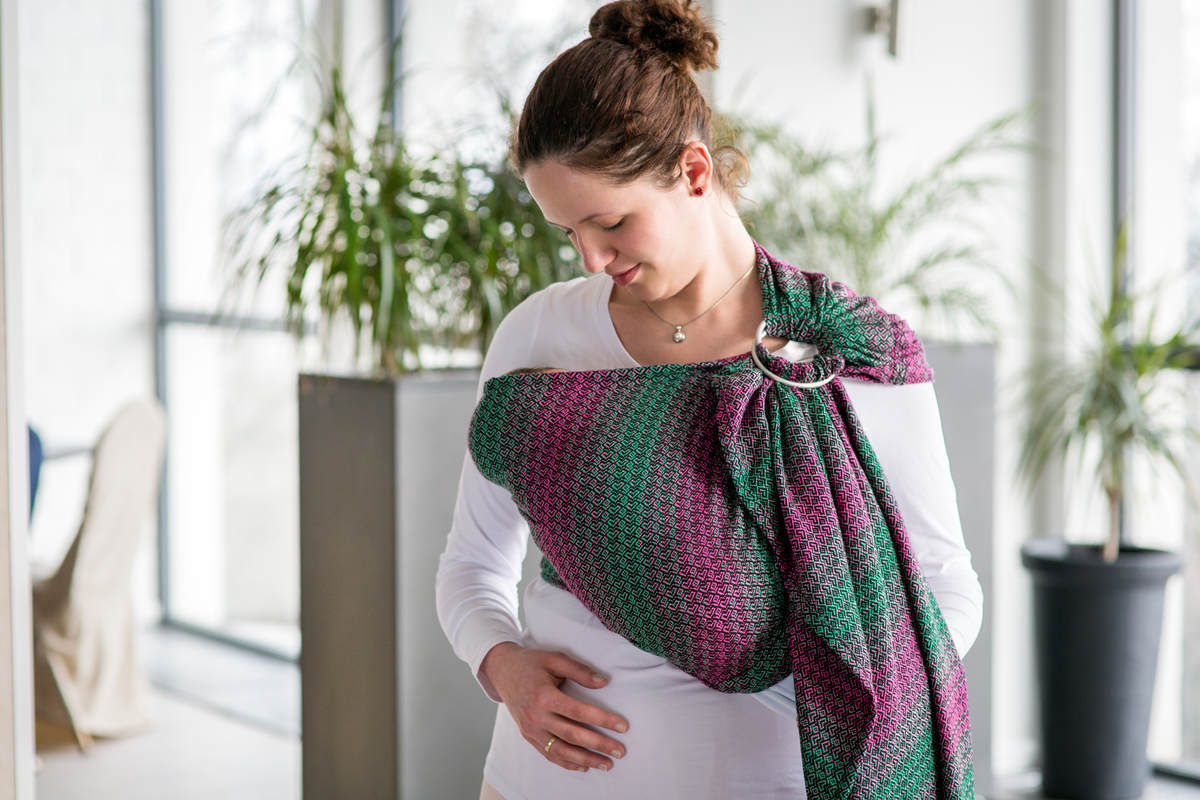 Bandolera de anillas, tejido Jacquard (100% algodón) - con plegado simple - LITTLE LOVE - ORCHID  - long 2.1m #babywearing