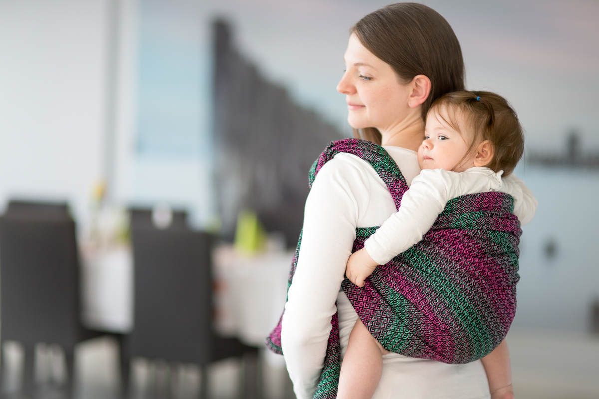 Żakardowa chusta kółkowa do noszenia dzieci, bawełna - LITTLE LOVE - ORCHIDEA - long 2.1m #babywearing