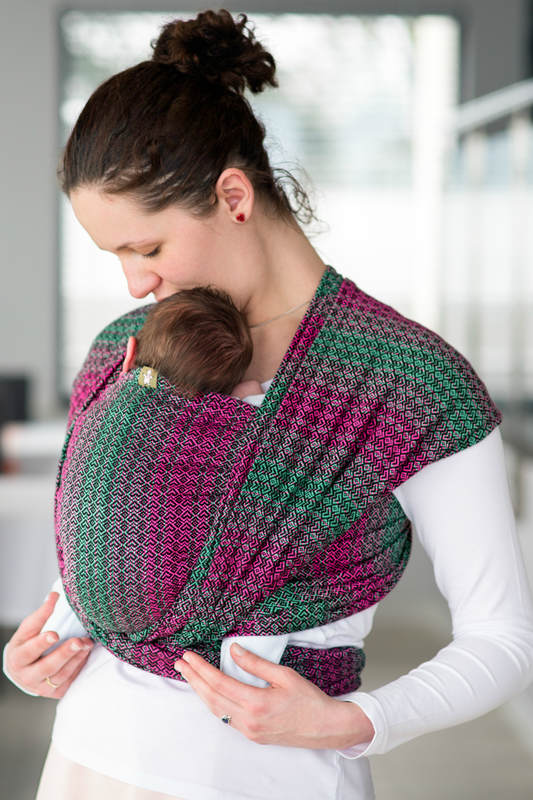 Baby Wrap, Jacquard Weave (100% cotton) - LITTLE LOVE - ORCHID - size M (grade B) #babywearing