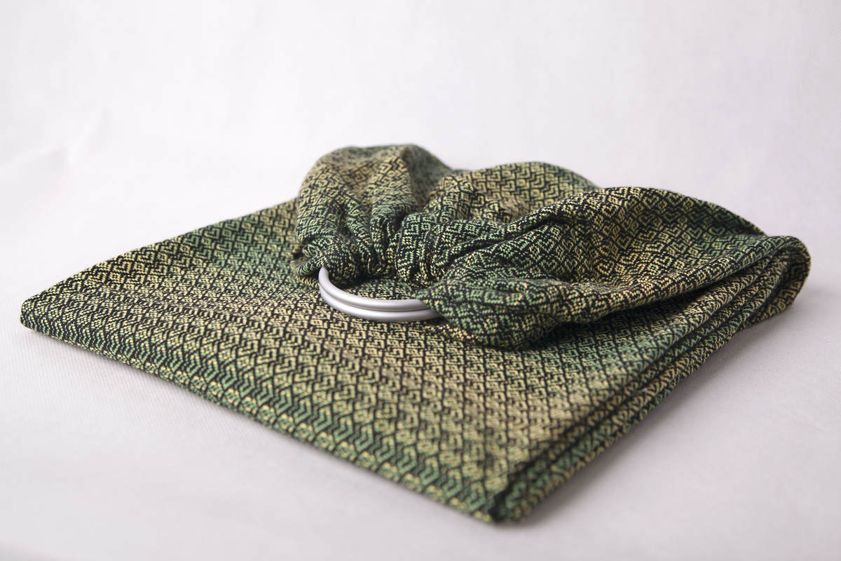 RingSling, Jacquardwebung (100% Baumwolle), Raffung an den Ringen - LITTLE LOVE LEMON TREE - long 2.1m #babywearing
