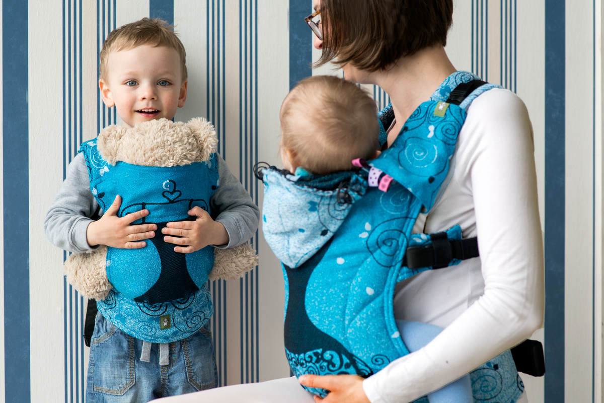 Ergonomic Carrier, Toddler Size, jacquard weave 100% cotton - BLUE PRINCESSA, Second Generation #babywearing