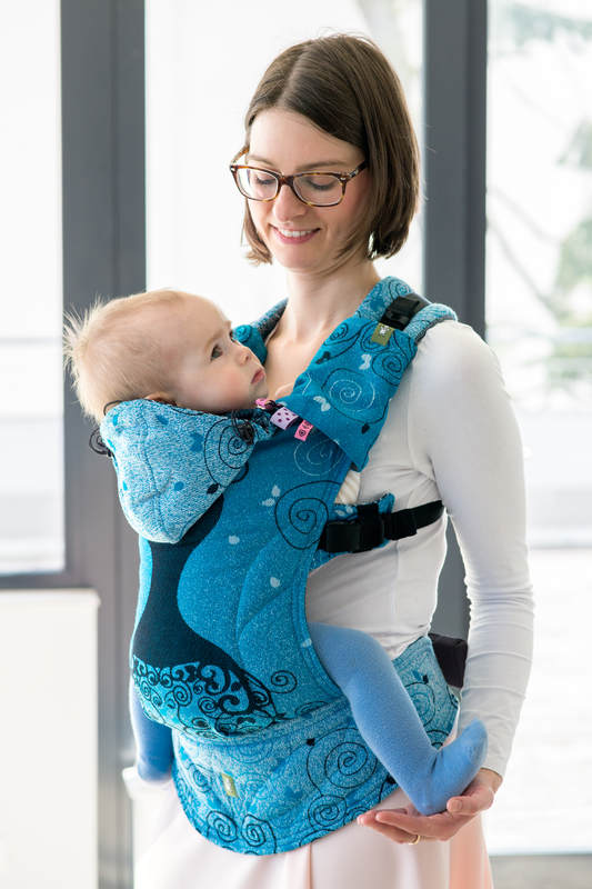 Nosidełko Ergonomiczne z tkaniny żakardowej 100% bawełna , Baby Size, BŁĘKITNA KSIĘŻNICZKA #babywearing