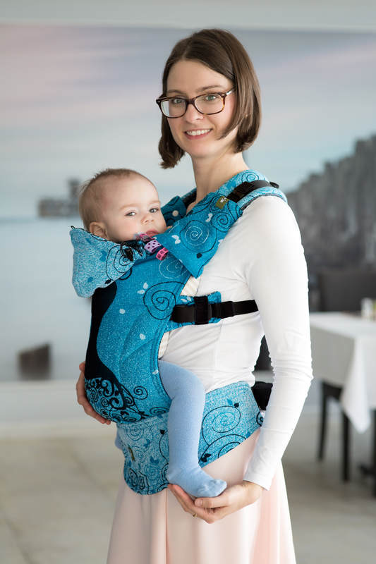 Ergonomic Carrier, Baby Size, jacquard weave 100% cotton - BLUE PRINCESS, Second Generation #babywearing