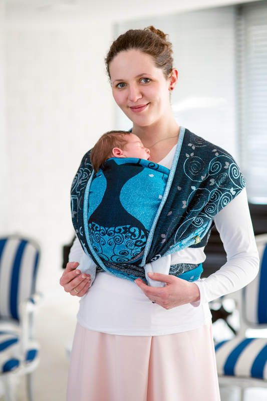 Żakardowa chusta do noszenia dzieci, bawełna - BŁĘKITNA KSIĘŻNICZKA - rozmiar L #babywearing