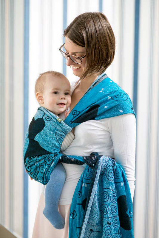 Żakardowa chusta do noszenia dzieci, bawełna - BŁĘKITNA KSIĘŻNICZKA - rozmiar XL #babywearing
