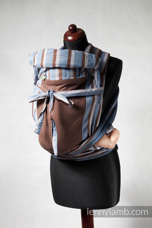 MEI-TAI carrier, broken-twill weave - 100% cotton - with hood - Toddler, Wood Forget Me Not & Chestnut #babywearing