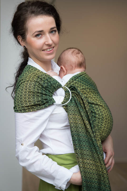 RingSling, Jacquardwebung (100% Baumwolle), Raffung an den Ringen - LITTLE LOVE LEMON TREE - long 2.1m #babywearing