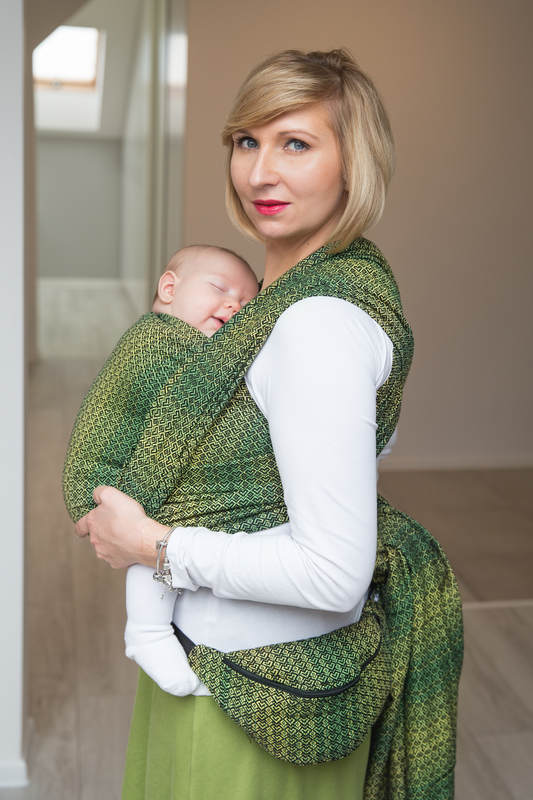 Baby Wrap, Jacquard Weave (100% cotton) - LITTLE LOVE - LEMON TREE - size S (grade B) #babywearing