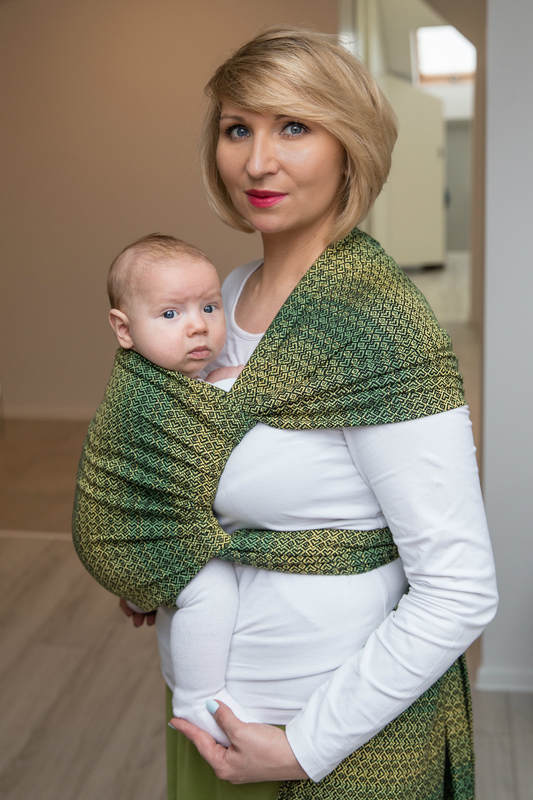 Baby Wrap, Jacquard Weave (100% cotton) - LITTLE LOVE - LEMON TREE - size S (grade B) #babywearing