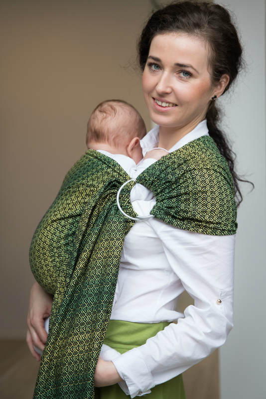 RingSling, Jacquardwebung (100% Baumwolle), Raffung an den Ringen - LITTLE LOVE LEMON TREE - long 2.1m #babywearing