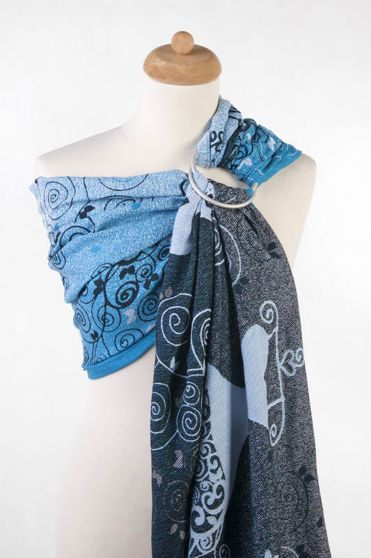Ringsling, Jacquard Weave (100% cotton) - BLUE PRINCESSA - long 2.1m #babywearing