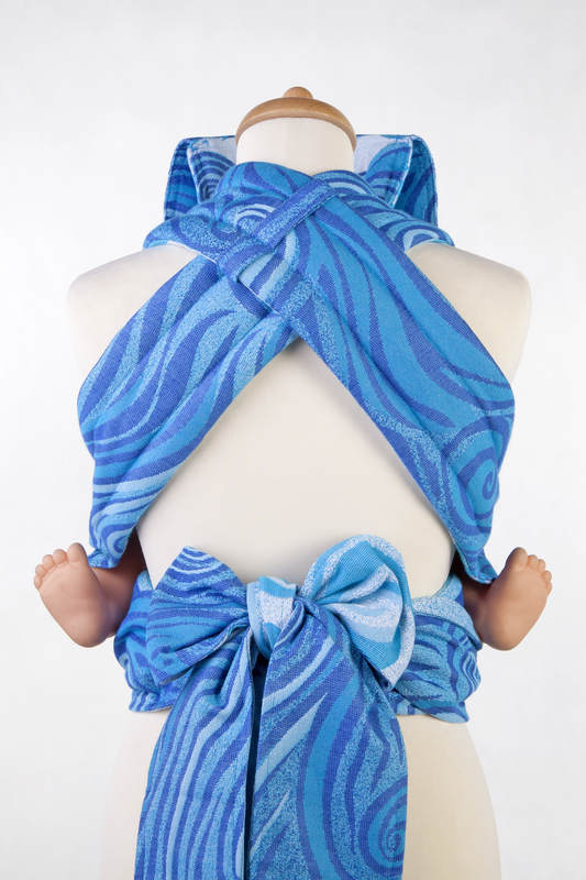 MEI-TAI carrier Toddler, diamond weave, 100% cotton, with hood, BLUE WAVES 2.0 #babywearing
