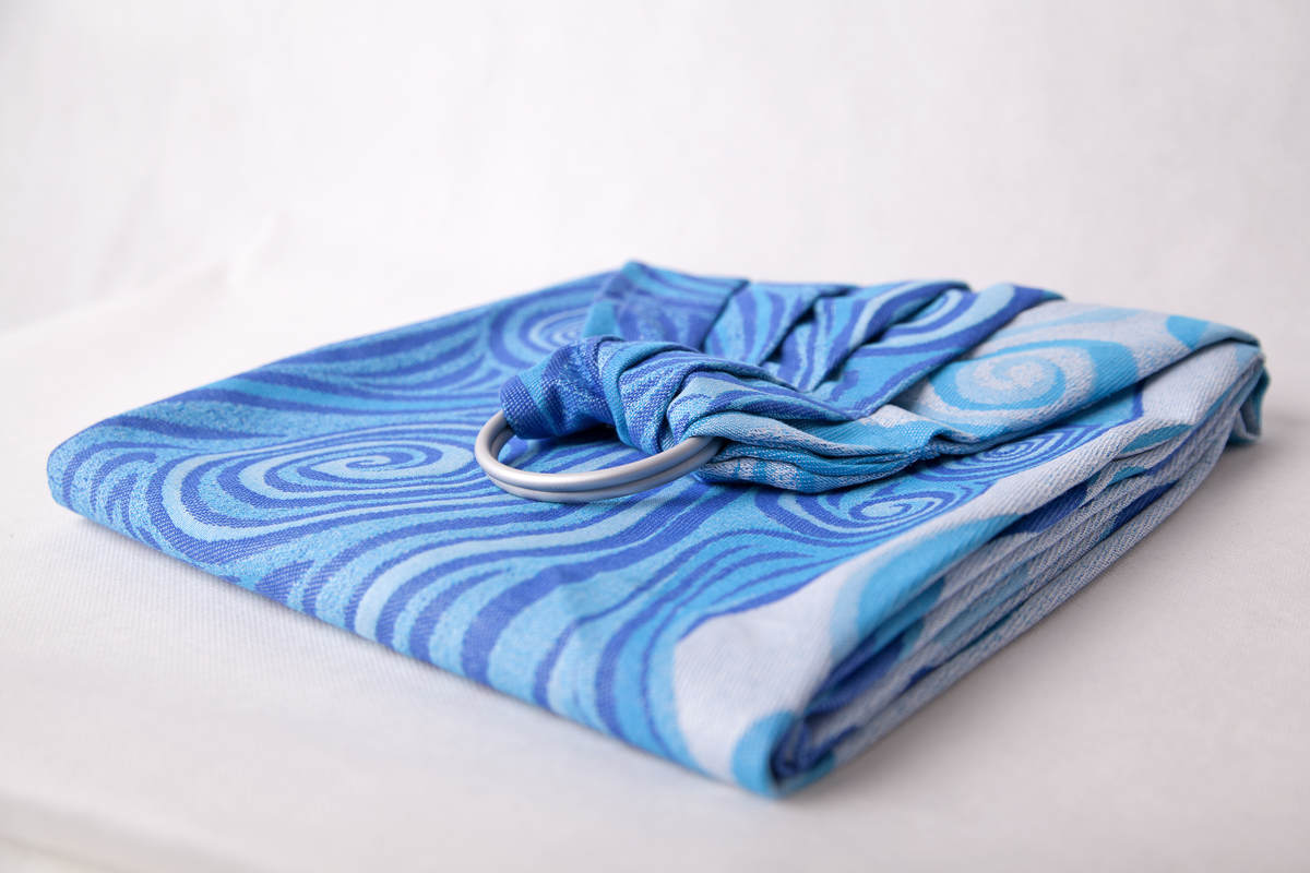 Ringsling, Jacquard Weave (100% cotton) - BLUE WAVES 2.0 - long 2.1m #babywearing